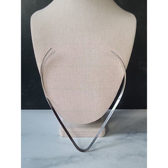 925 Sterling Silver V Collar Shaped Statement Necklace Vintage - Picture 5 of 10
